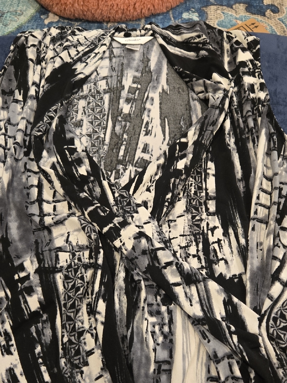 CJ Banks Black and White Printed Top.